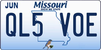 MO license plate QL5V0E
