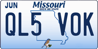MO license plate QL5V0K