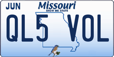 MO license plate QL5V0L