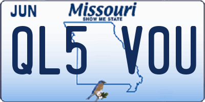 MO license plate QL5V0U