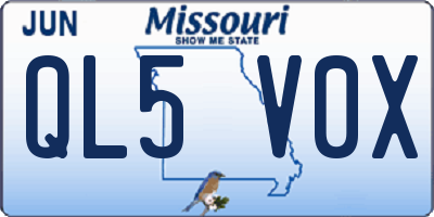 MO license plate QL5V0X