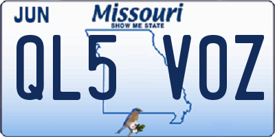 MO license plate QL5V0Z