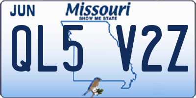 MO license plate QL5V2Z