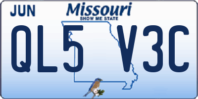 MO license plate QL5V3C