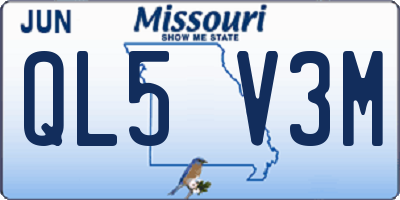 MO license plate QL5V3M