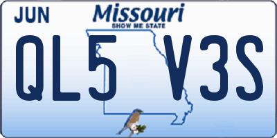 MO license plate QL5V3S