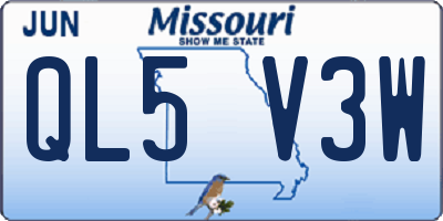 MO license plate QL5V3W