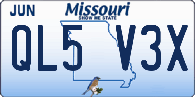 MO license plate QL5V3X