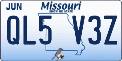 MO license plate QL5V3Z