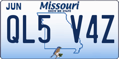 MO license plate QL5V4Z