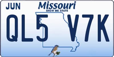 MO license plate QL5V7K