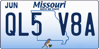 MO license plate QL5V8A