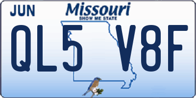 MO license plate QL5V8F