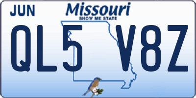 MO license plate QL5V8Z