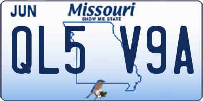 MO license plate QL5V9A