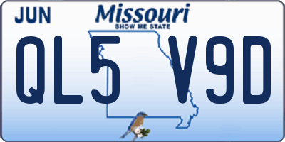 MO license plate QL5V9D