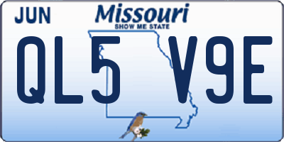 MO license plate QL5V9E