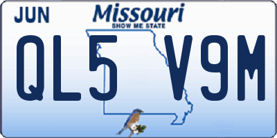 MO license plate QL5V9M