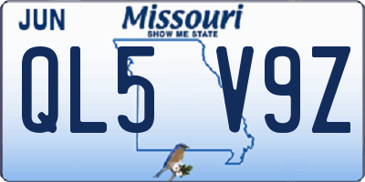 MO license plate QL5V9Z