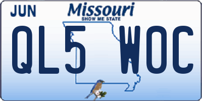 MO license plate QL5W0C