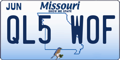 MO license plate QL5W0F