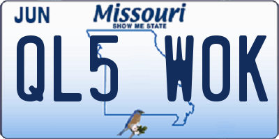 MO license plate QL5W0K