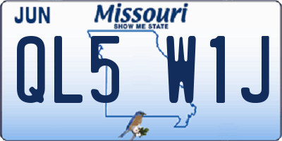 MO license plate QL5W1J