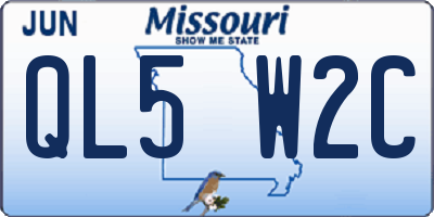 MO license plate QL5W2C