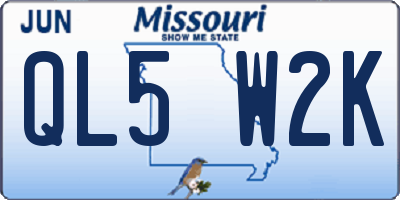 MO license plate QL5W2K