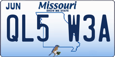MO license plate QL5W3A