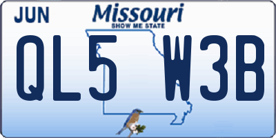 MO license plate QL5W3B