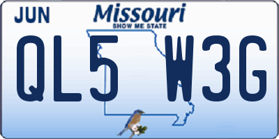 MO license plate QL5W3G
