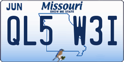 MO license plate QL5W3I
