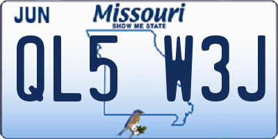 MO license plate QL5W3J