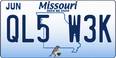 MO license plate QL5W3K