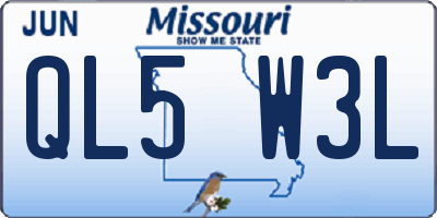 MO license plate QL5W3L