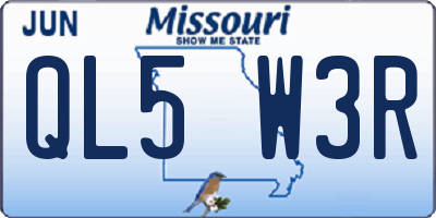 MO license plate QL5W3R