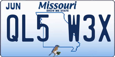 MO license plate QL5W3X