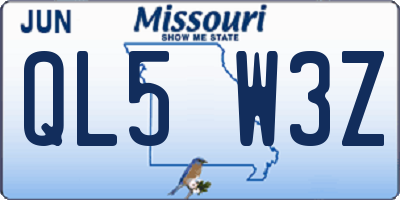 MO license plate QL5W3Z