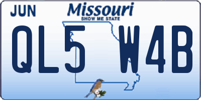 MO license plate QL5W4B