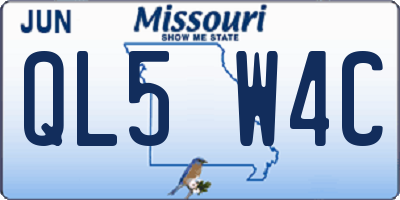 MO license plate QL5W4C