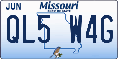 MO license plate QL5W4G