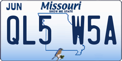 MO license plate QL5W5A