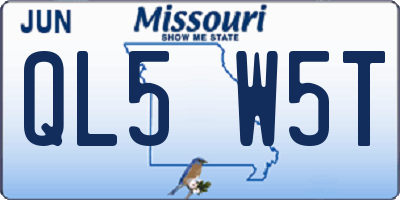 MO license plate QL5W5T