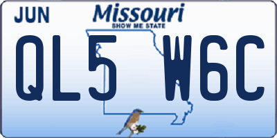MO license plate QL5W6C
