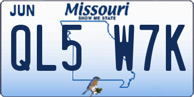 MO license plate QL5W7K