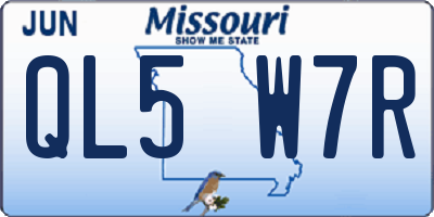 MO license plate QL5W7R
