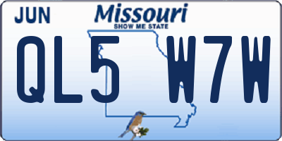 MO license plate QL5W7W