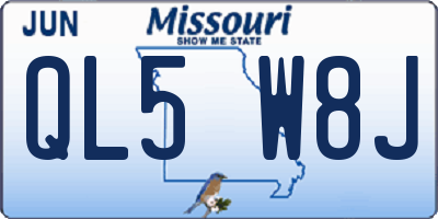 MO license plate QL5W8J