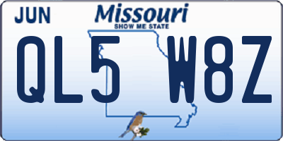 MO license plate QL5W8Z